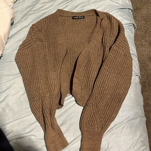 brown cropped shein cardigan with pocket never worn